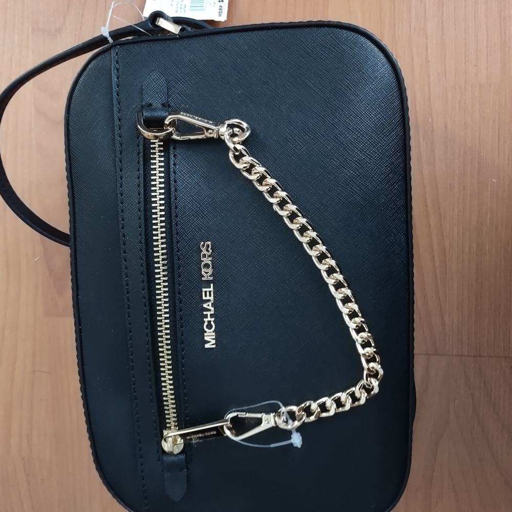 Michael Kors Black Crossbody Bag with Gold Chain